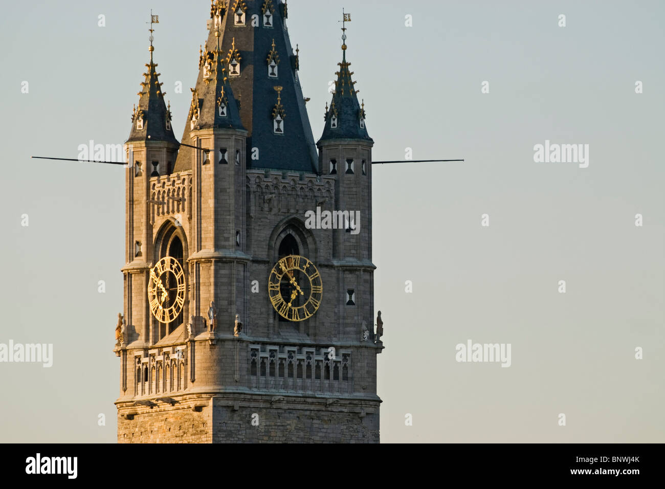 Belgium, Ghent, Belfry tower closeup Stock Photo
