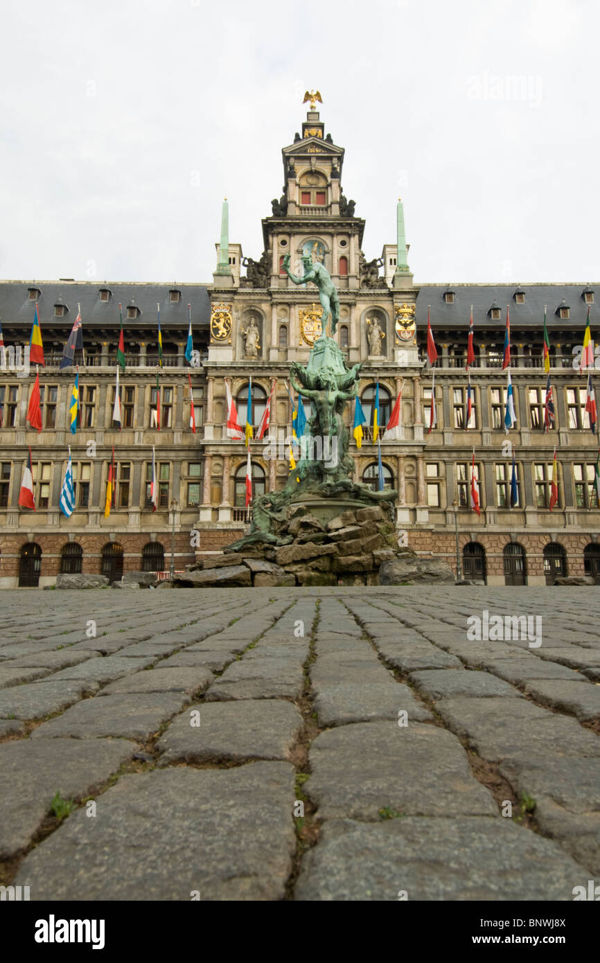 Belgium, Antwerp, Town Hall, Stadhuis, in City Square, Grote Markt Stock Photo