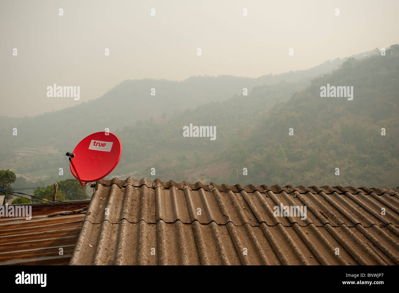 Satellite dish in a small village in the Mae Rim District, Chiang Mai