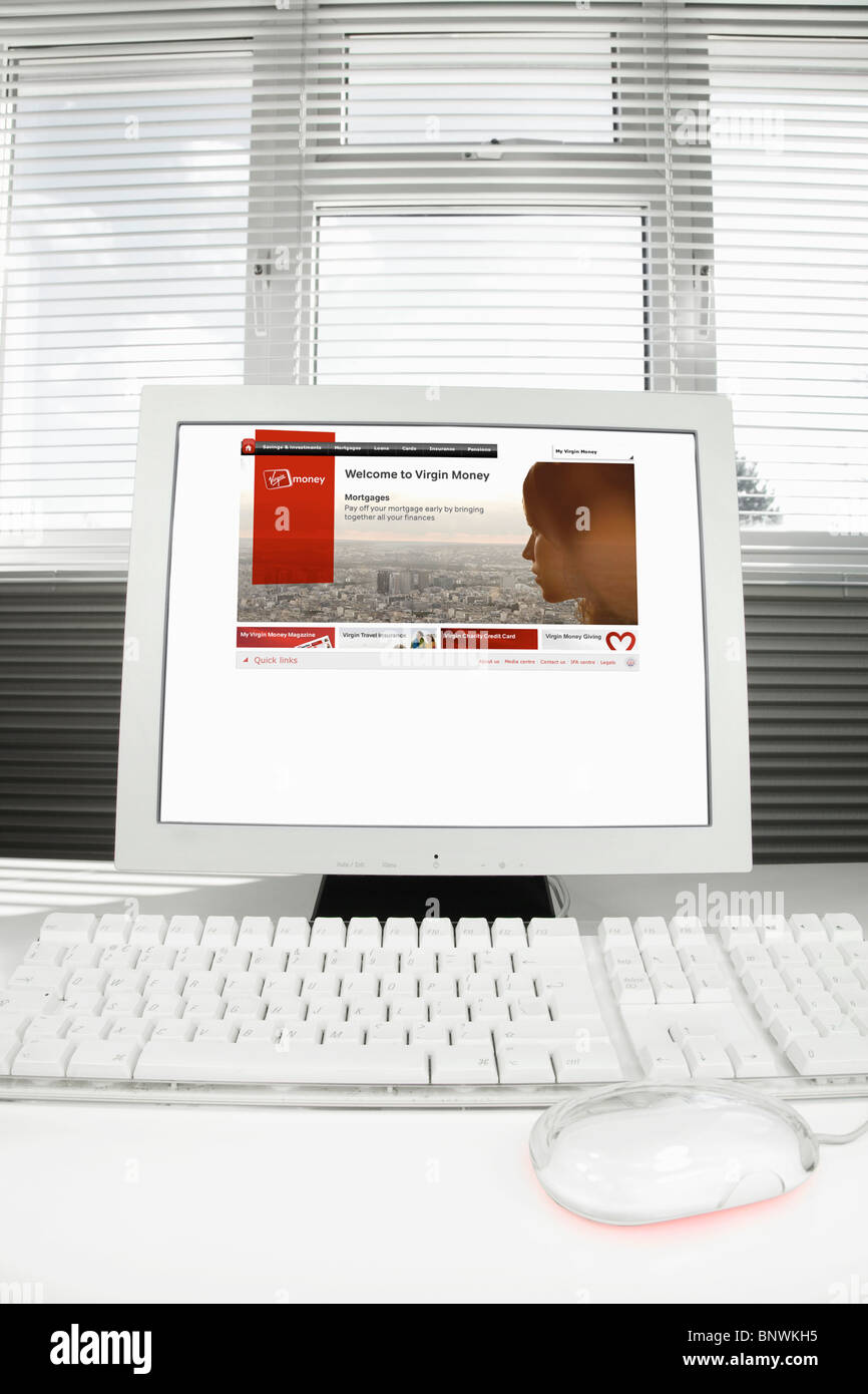 Home Computer with Virgin Money Internet page on the screen Stock Photo