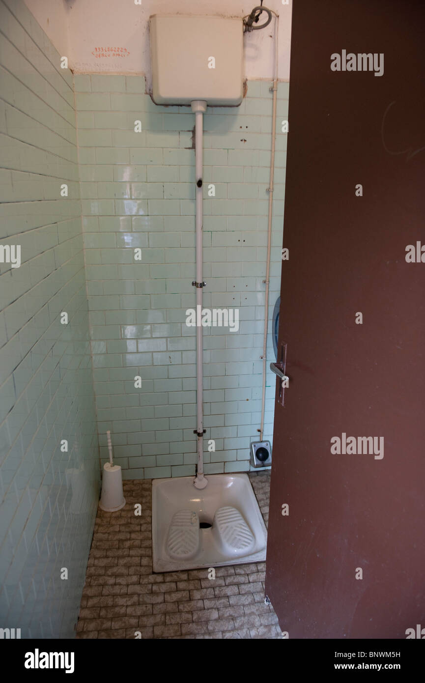 Squat toilet at Varenna Rail Station, Varenna, Lombardy, Italy Stock