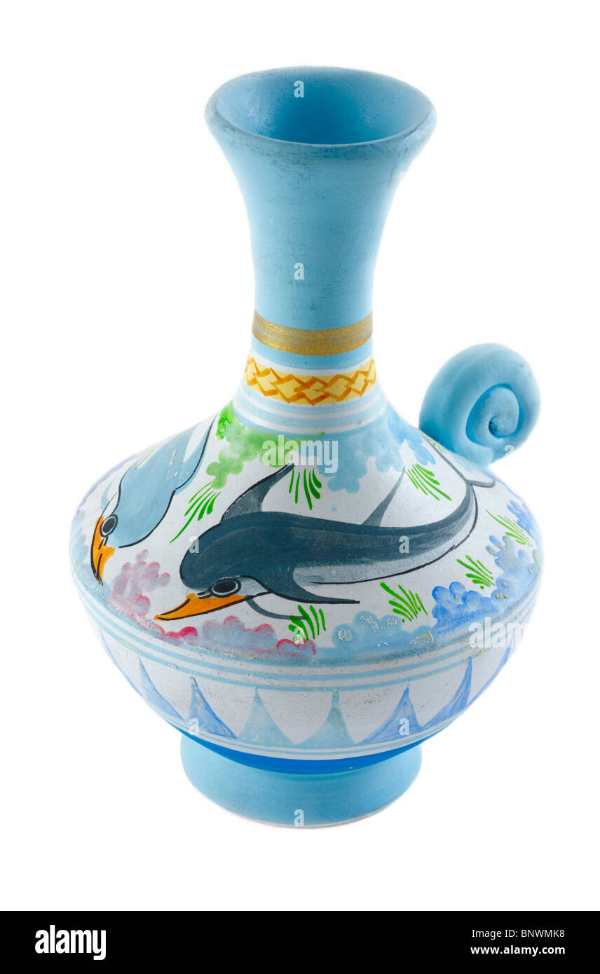 Blue greek ceramics vase isolated hires stock photography and images