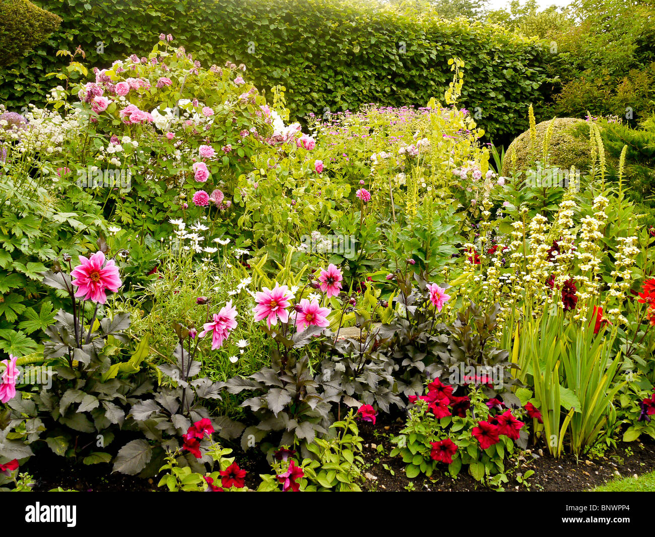 Floral Ornamental  gardens in Chenies Manor House, Bucks, UK Stock Photo