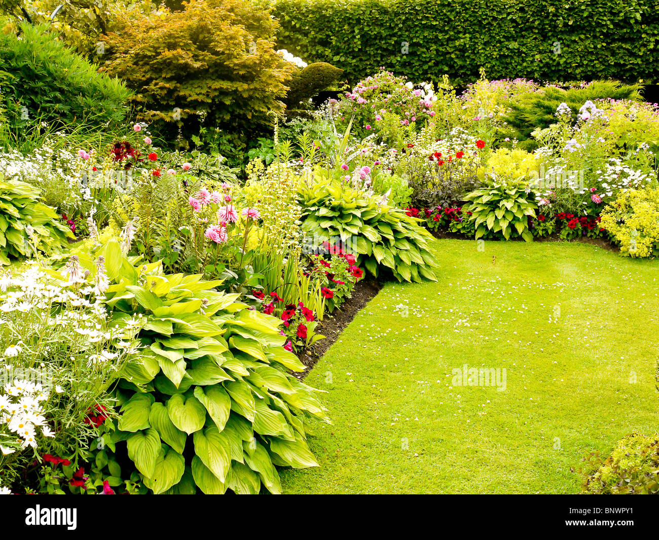 Floral Ornamental  gardens in Chenies Manor House, Bucks, UK Stock Photo