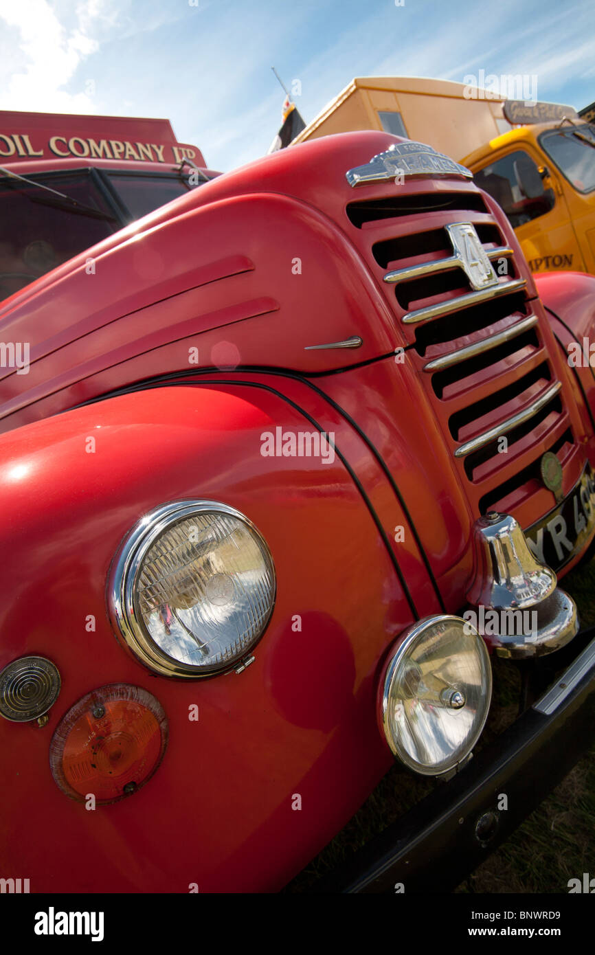 A red vintage vehicle on display at a village vintage fair Stock Photo Alamy