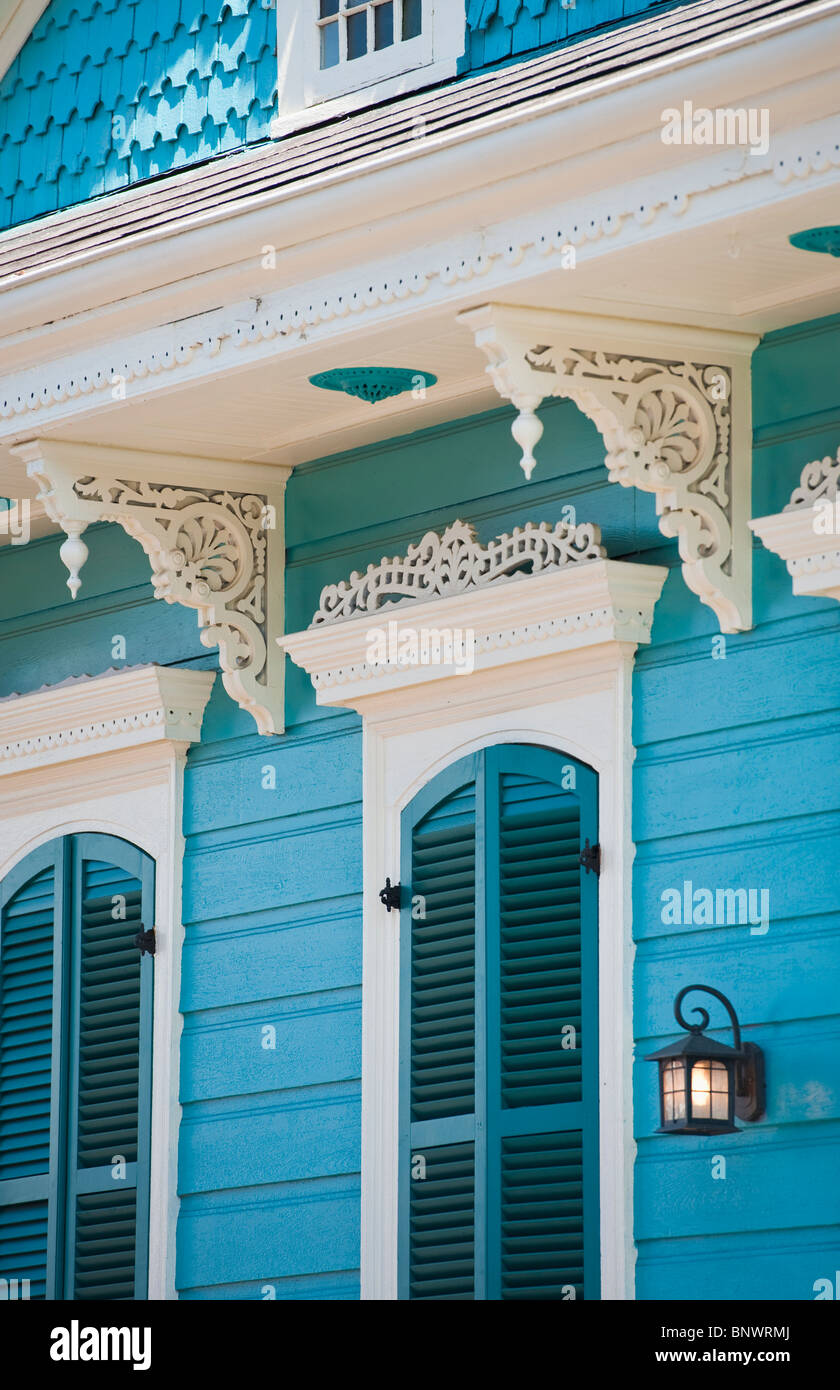 Exterior of blue house in New Orleans Stock Photo
