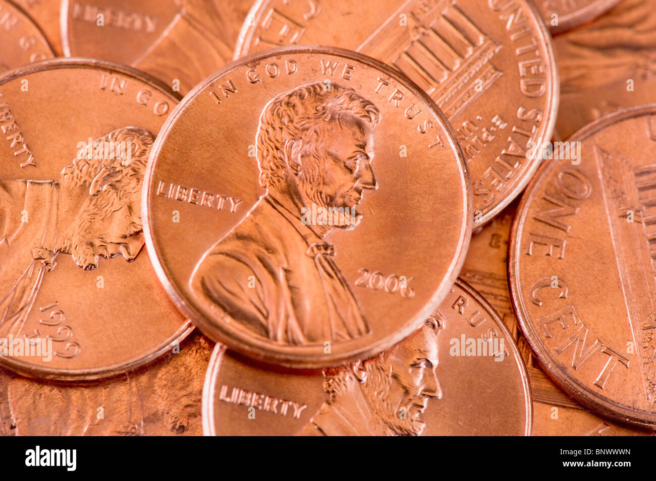 Several pennies Stock Photo