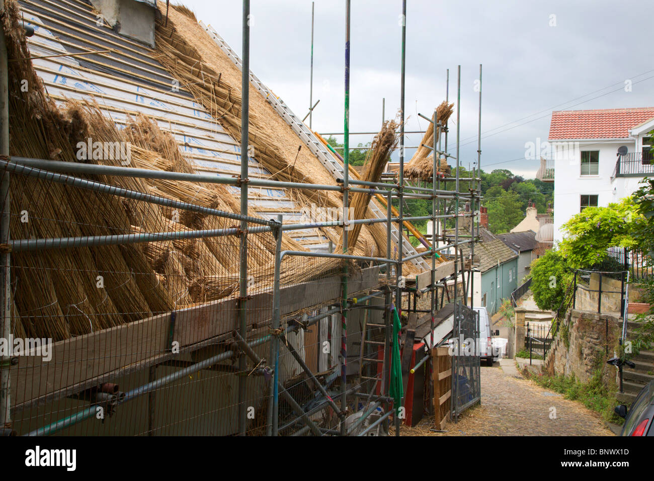 Thatching at Manor Cottage Knaresborough North Yorkshire England Stock Photo