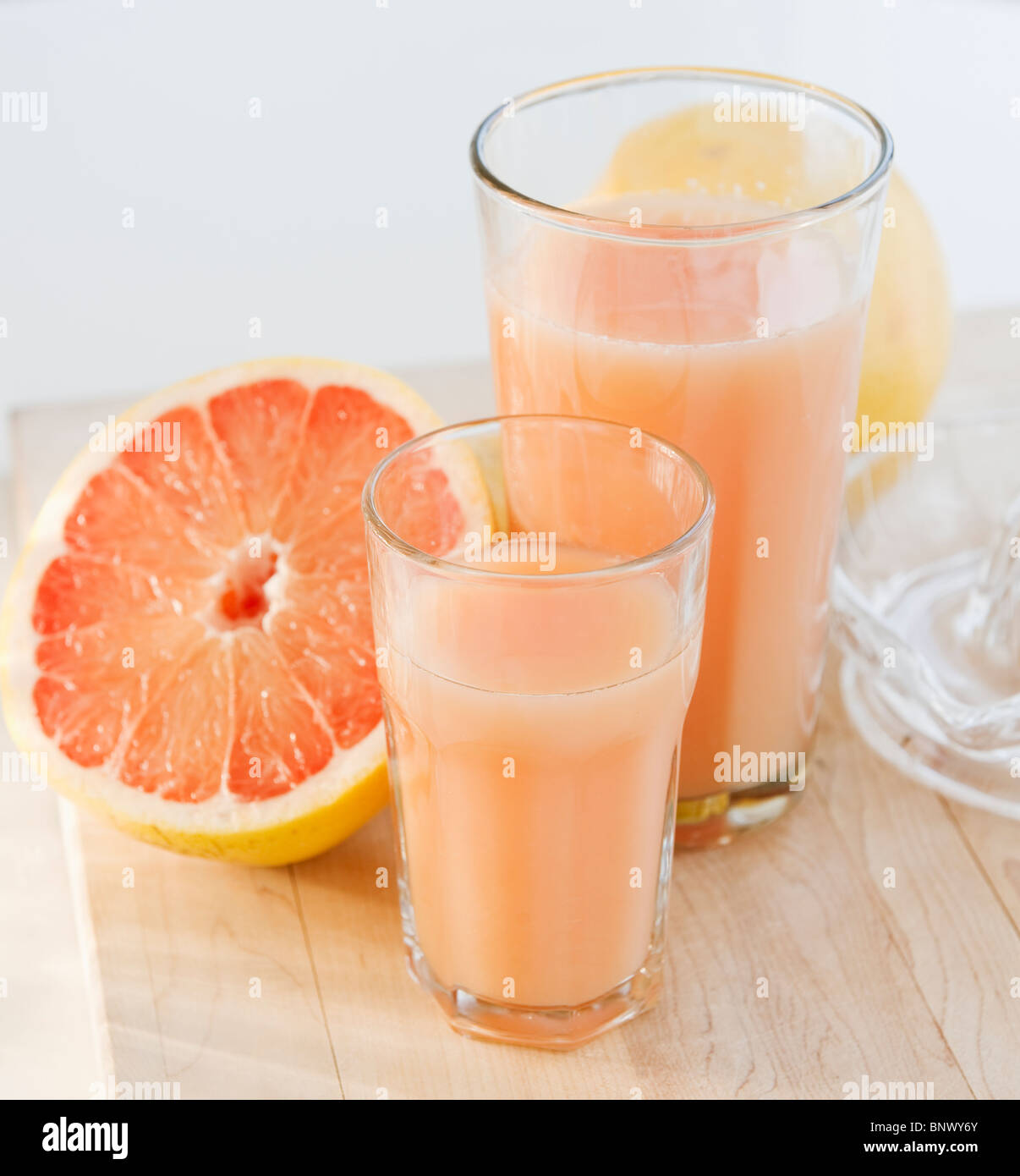 Freshly squeezed grapefruit juice Stock Photo