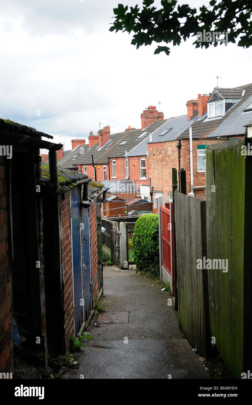 Terraced Housing Pathway to back yards. Stock Photo