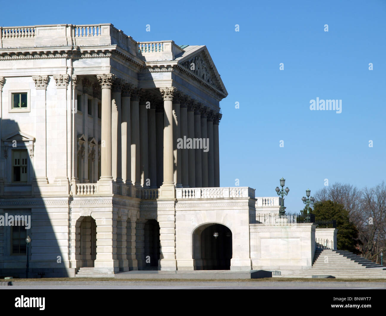 Profile of the United States Supreme Court building in Washington DC. Stock Photo