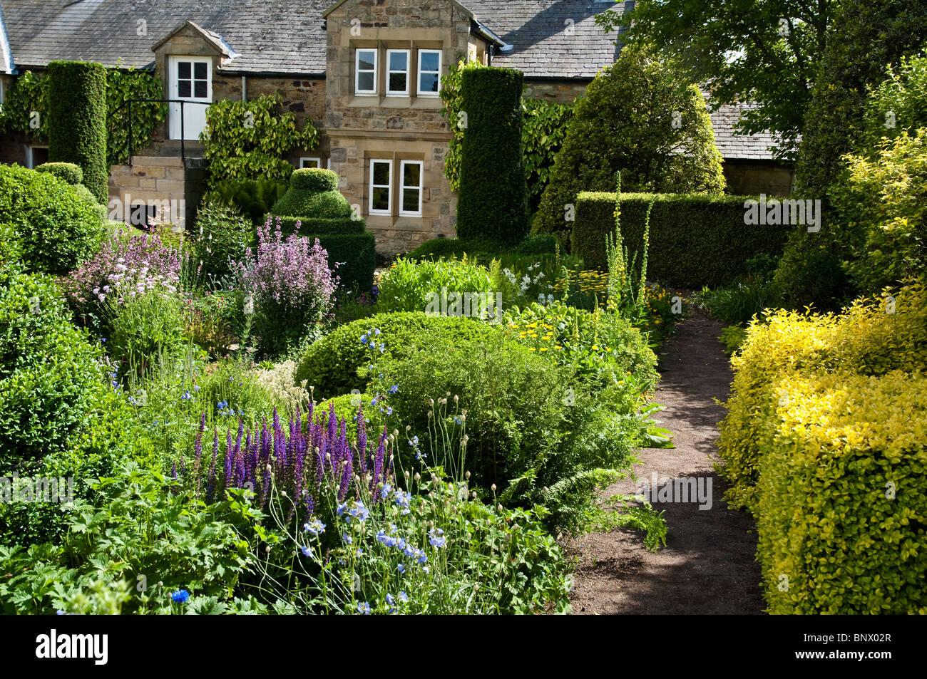 Herterton House Garden, Nr Cambo, Northumberland, UK - The Flower Garden Stock Photo