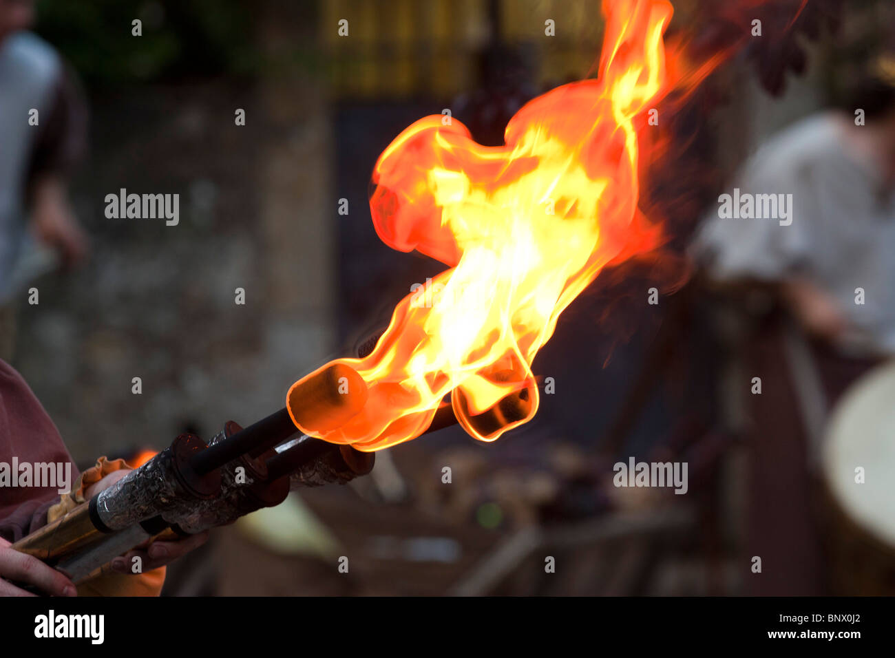 Medieval fire torch during the Rodemack Festival  Stock Photo