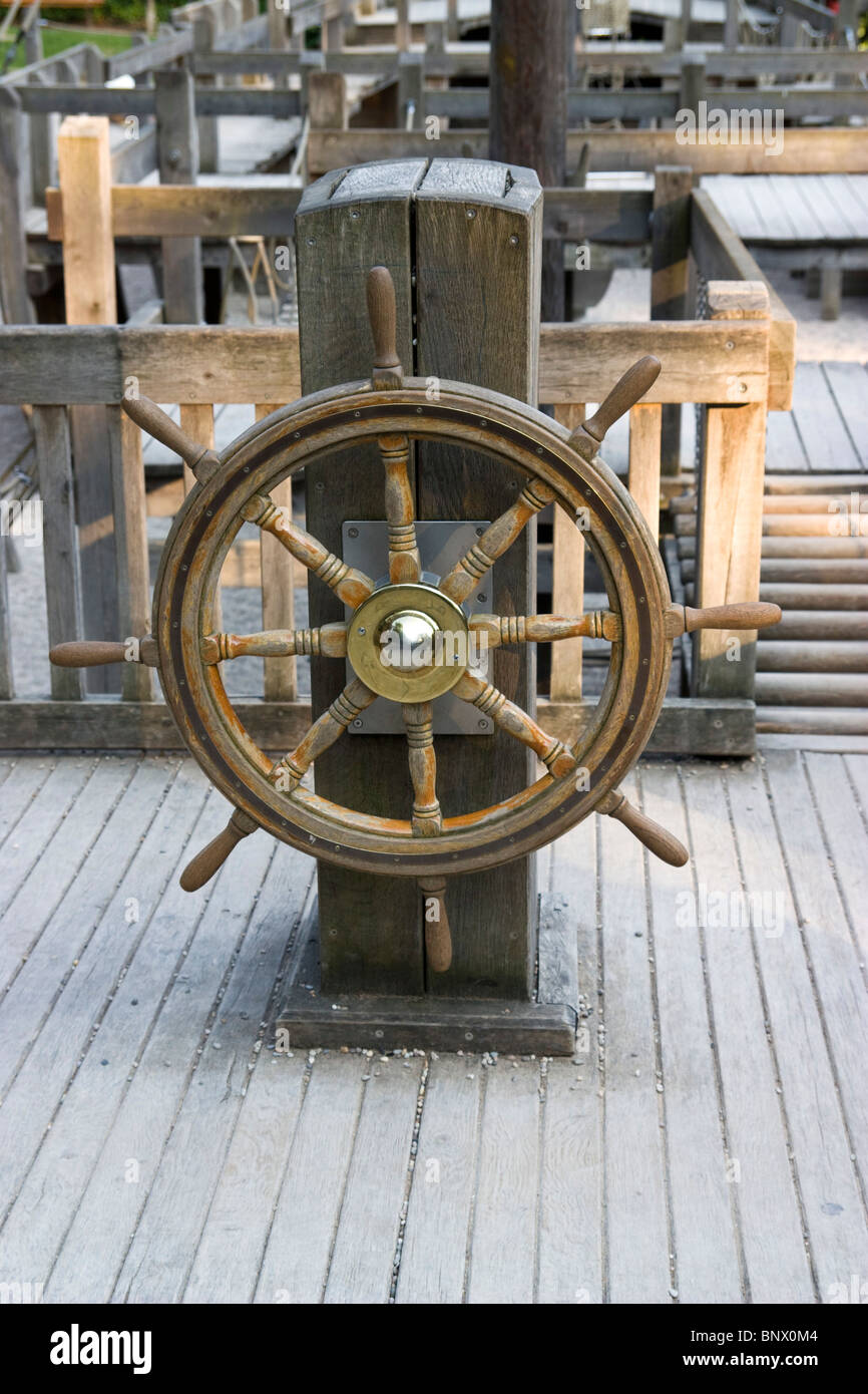 Old rudder from an old ship in the park Stock Photo