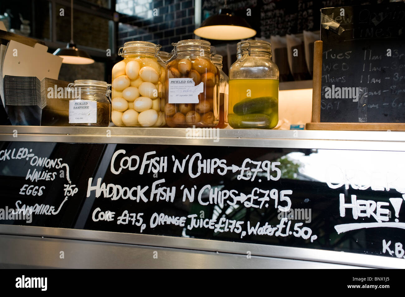 Fish and chips shop at Borough market, called Fish! Stock Photo Alamy