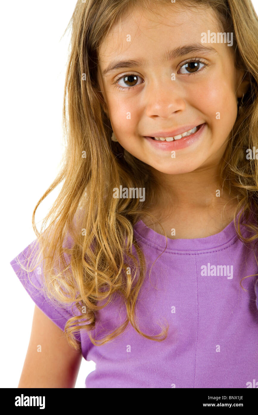 young happy girl smiling, isolated on white Stock Photo - Alamy