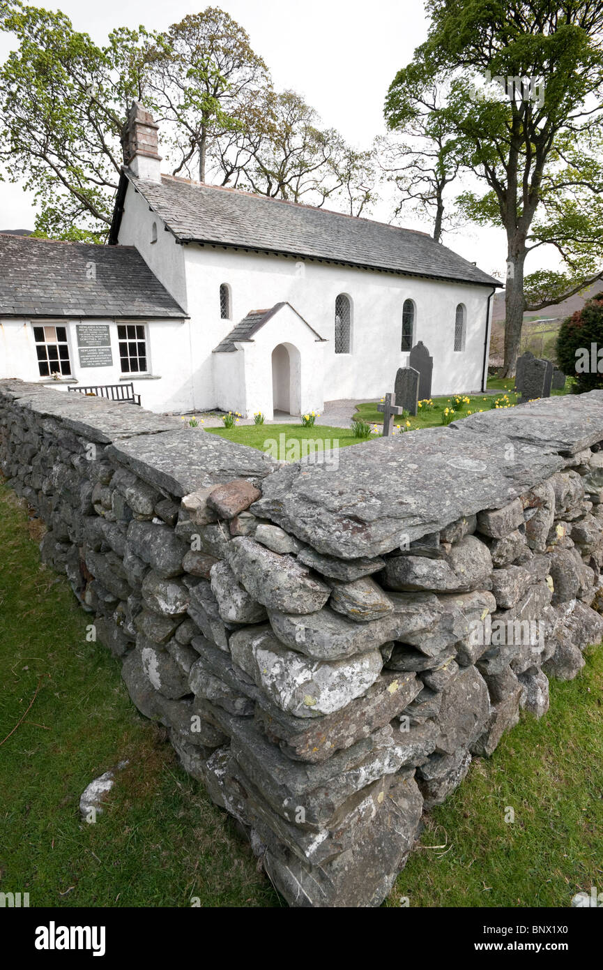 The church at Newlands,  Cumbria. Inspired poem 'To May' by lakeland poet Wordsworth also illustrated by Beatrix Potter Stock Photo