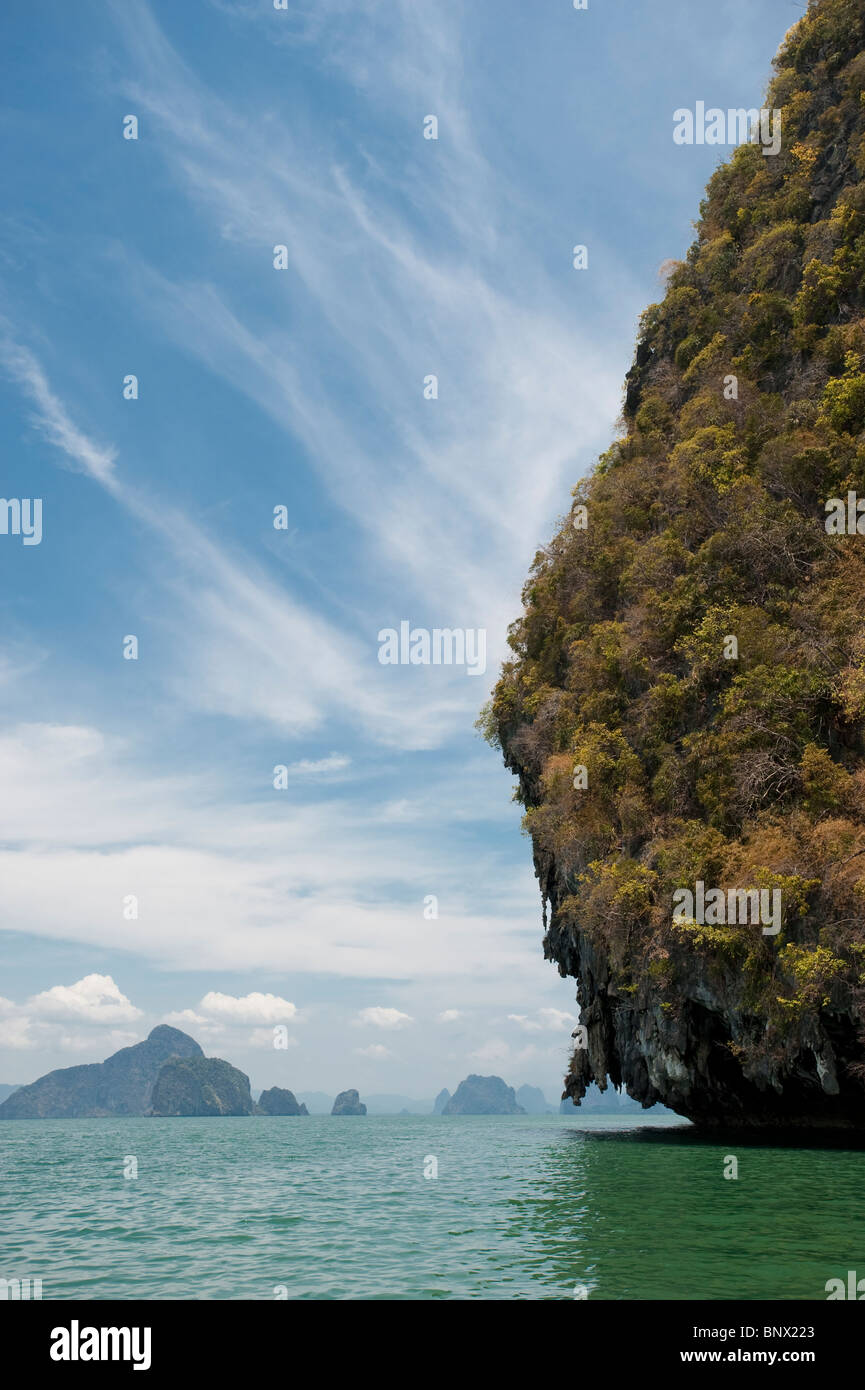 Unusual limestone, or karst, islands in Phang Nga Bay, Thailand Stock Photo