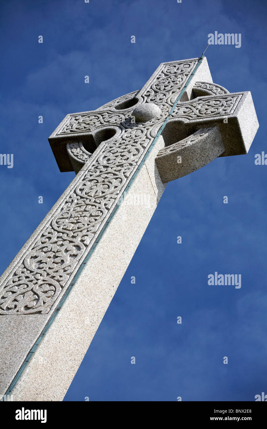 Tennyson monument memorial cross at Tennyson Down on Isle of Wight, Hampshire UK in April Stock Photo