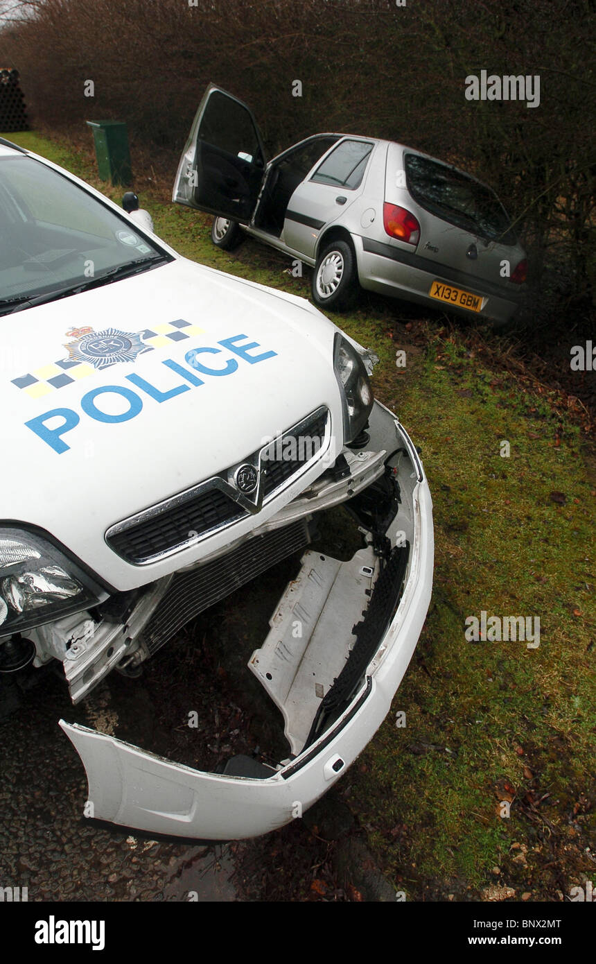 Road traffic accident involving a police car UK Stock Photo