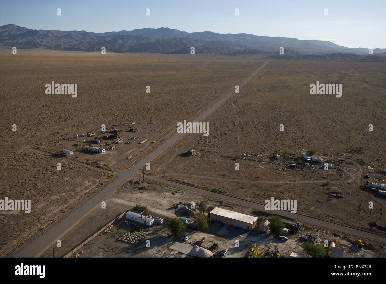 aerial view above empty road Gerlach Washoe county Nevada Stock Photo