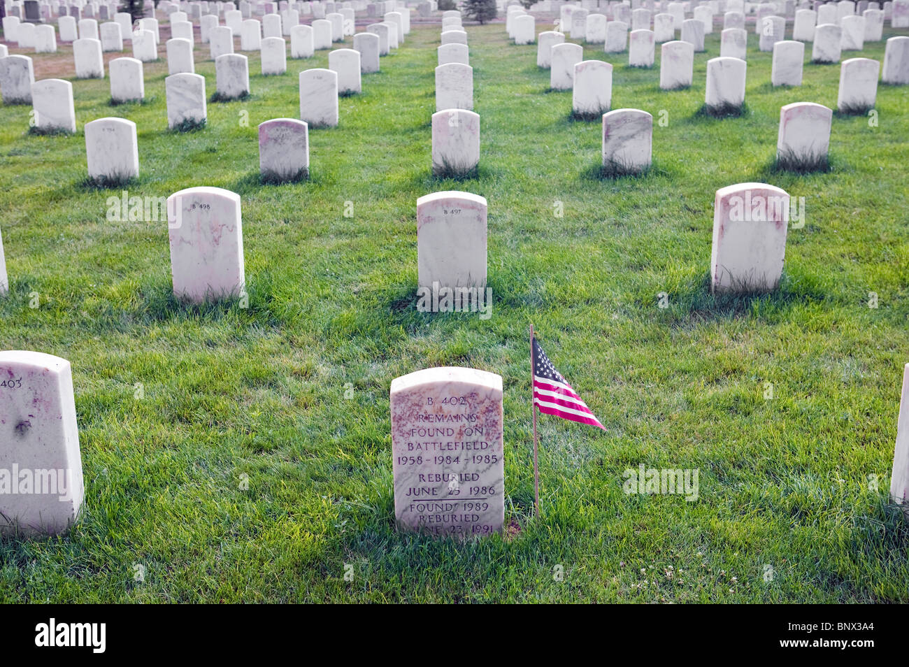 National Cemetery at Little Big Horn Battlefield National Monument, Montana. Stock Photo