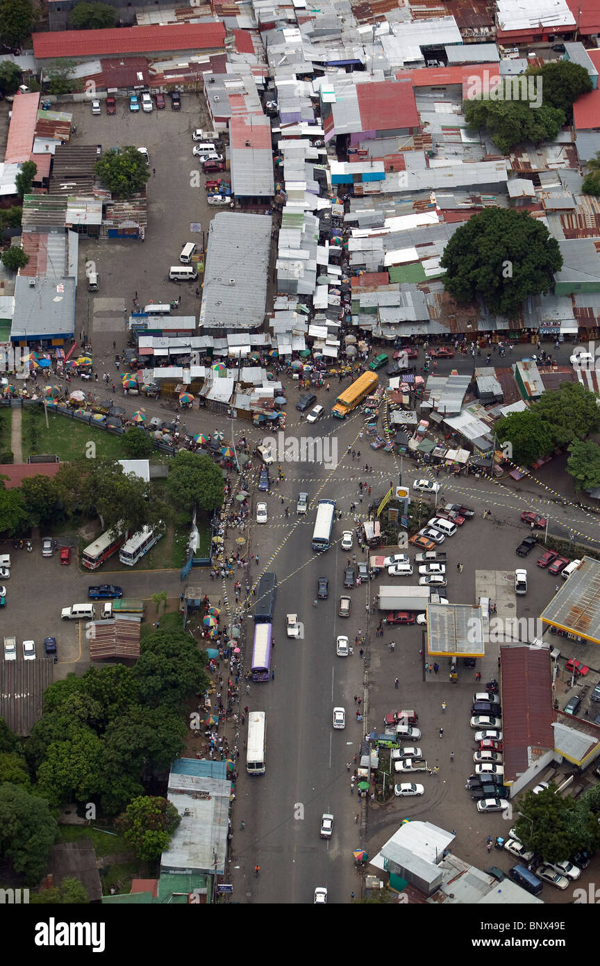 aerial view above bus stop market Managua Nicaragua Stock Photo