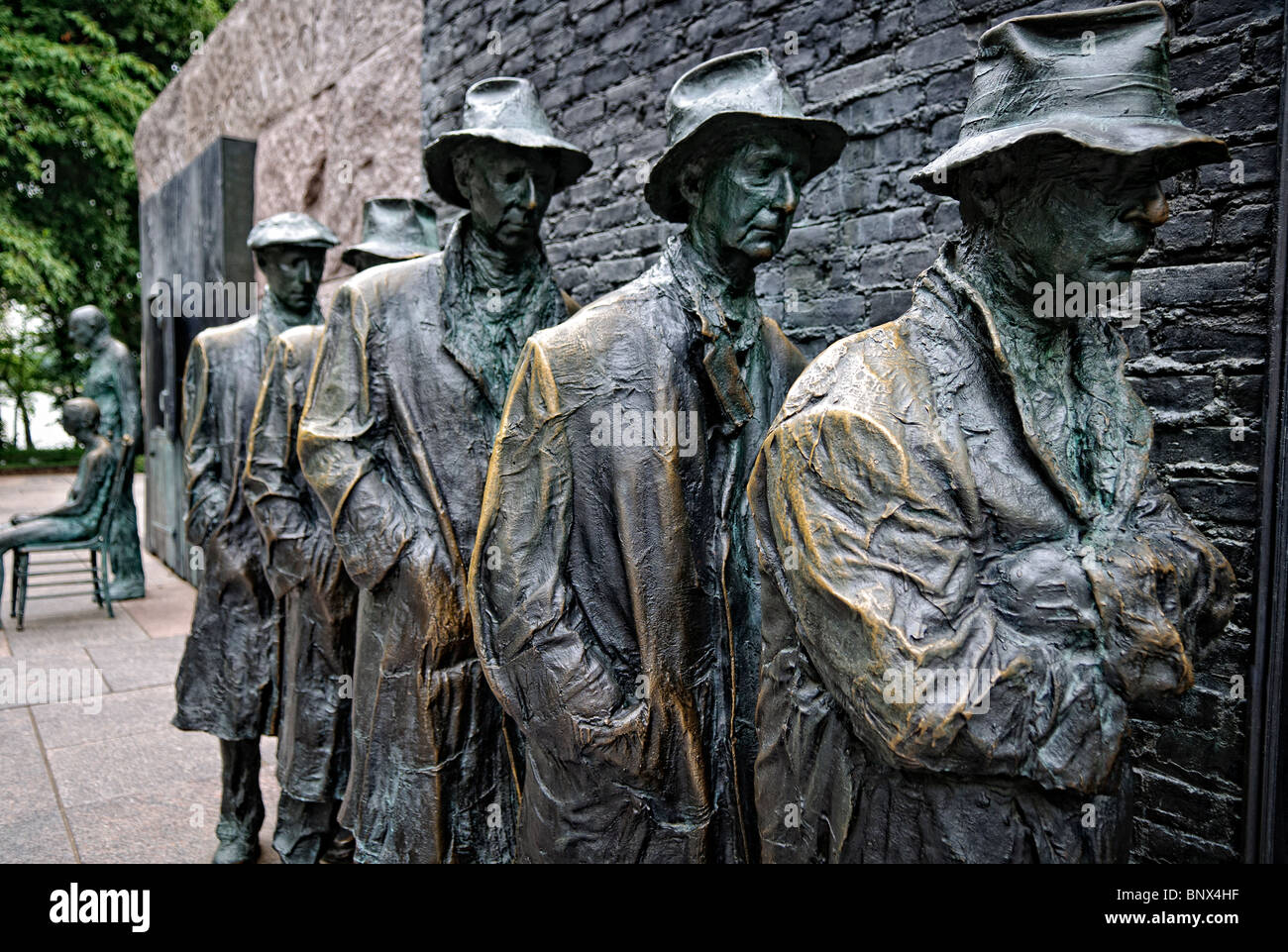 WASHINGTON DC, USA - Sculpture representation of the Great Depression at the Franklin D. Roosevelt Memorial in Washington DC on Haines Point on the banks of the Tidal Basin Stock Photo