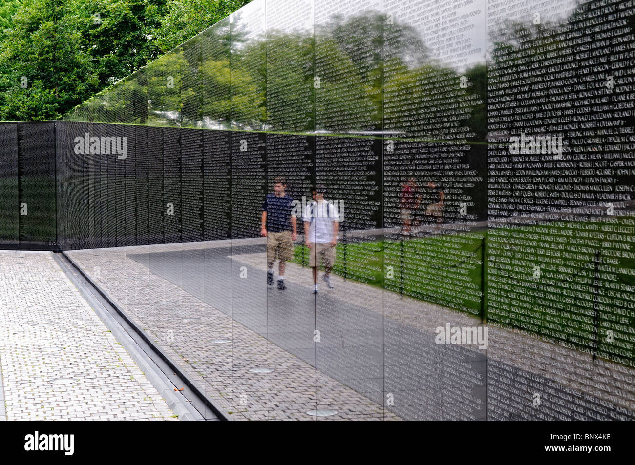 WASHINGTON DC, USA - Names of those killed in action in Vietnam on the wall of the Vietnam Memorial in Washington DC. Stock Photo