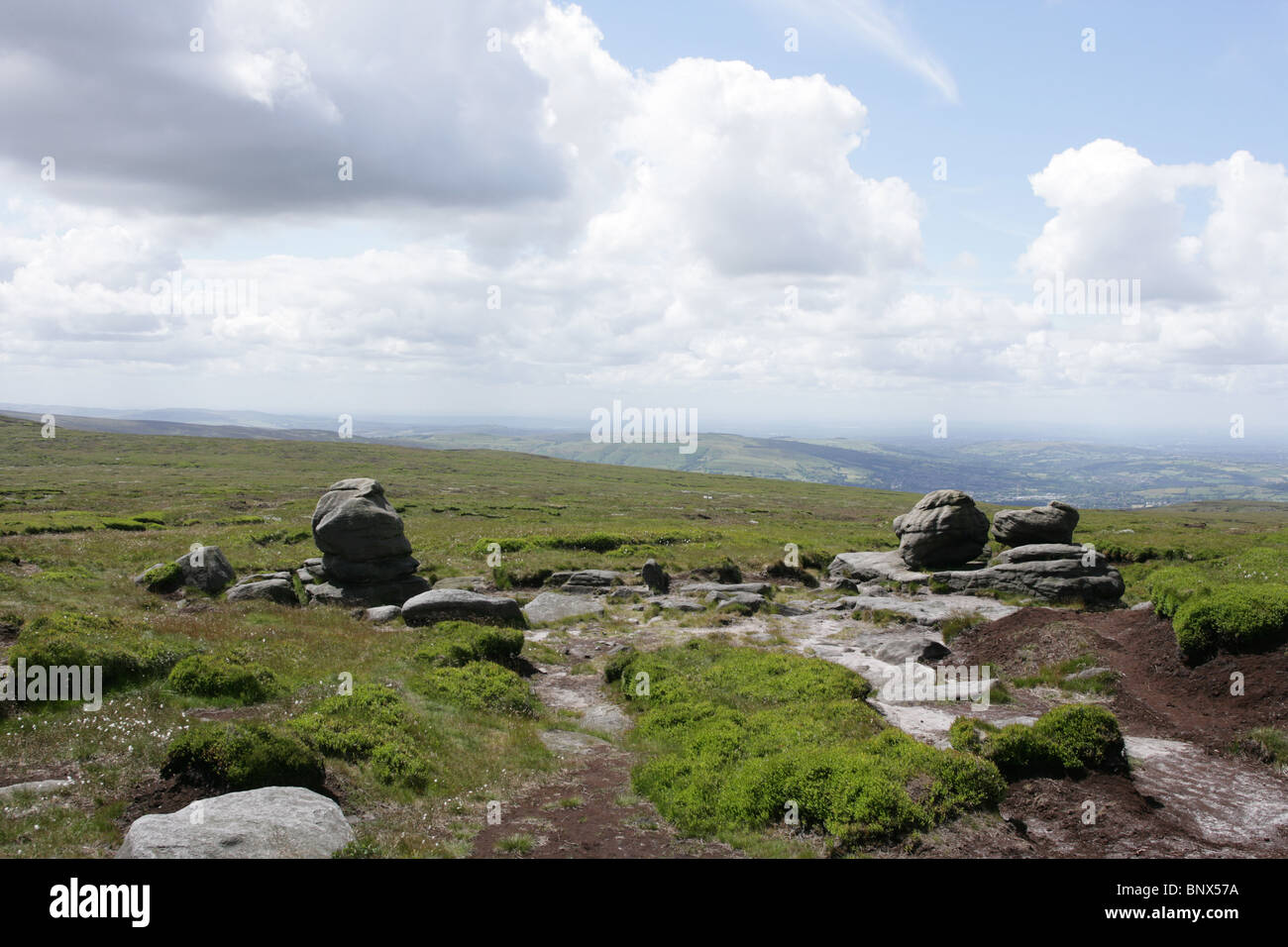 The kissing stones on Bleaklow moor in the Peak District Derbyshire. Stock Photo