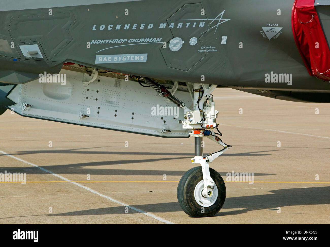 Lockheed Martin F-35 Lightning II stealth capable military strike fighter at Lockheed Martin's Fort Worth Texas plant Stock Photo