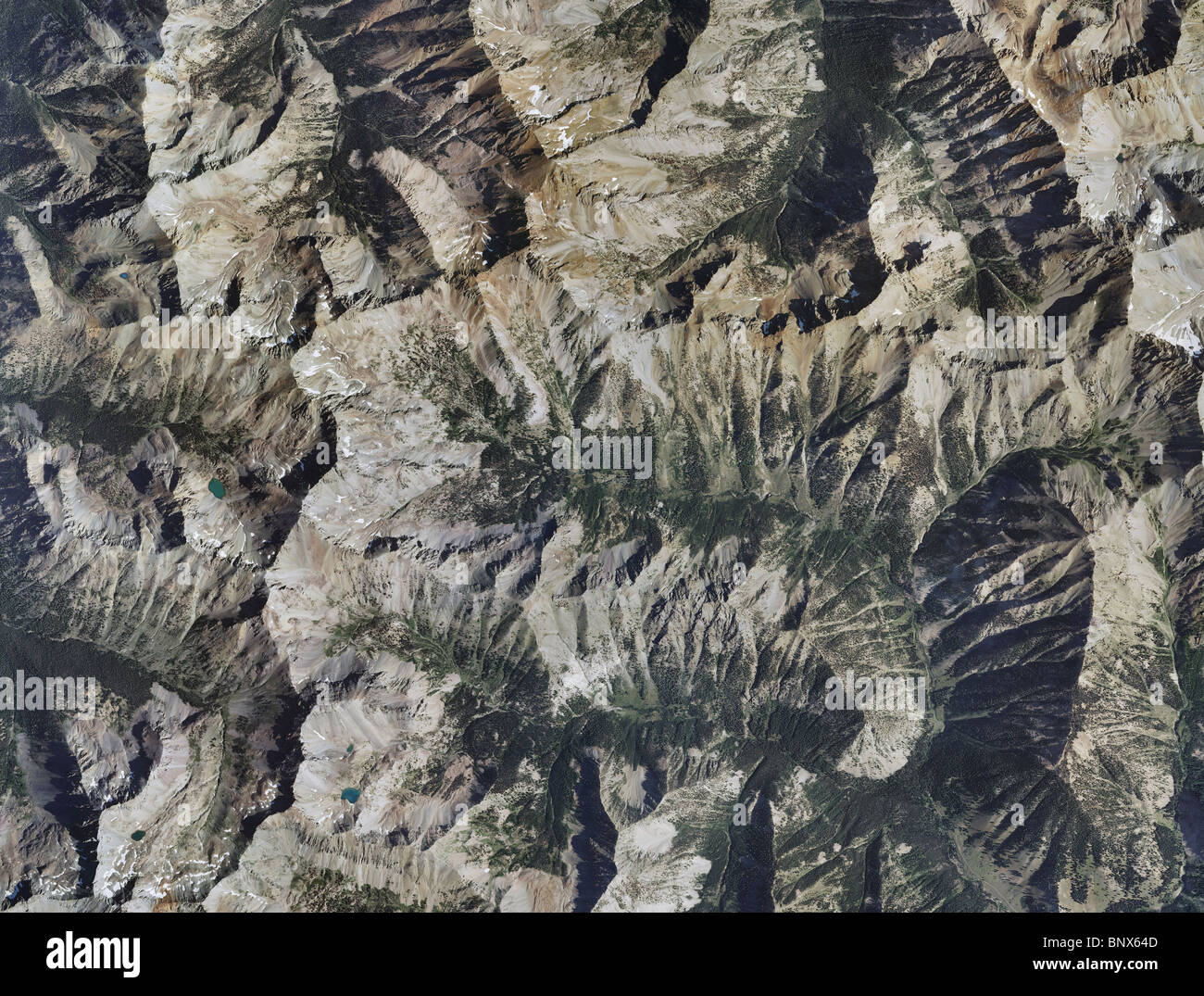 aerial map view above Rocky mountains Blaine county Idaho Stock Photo