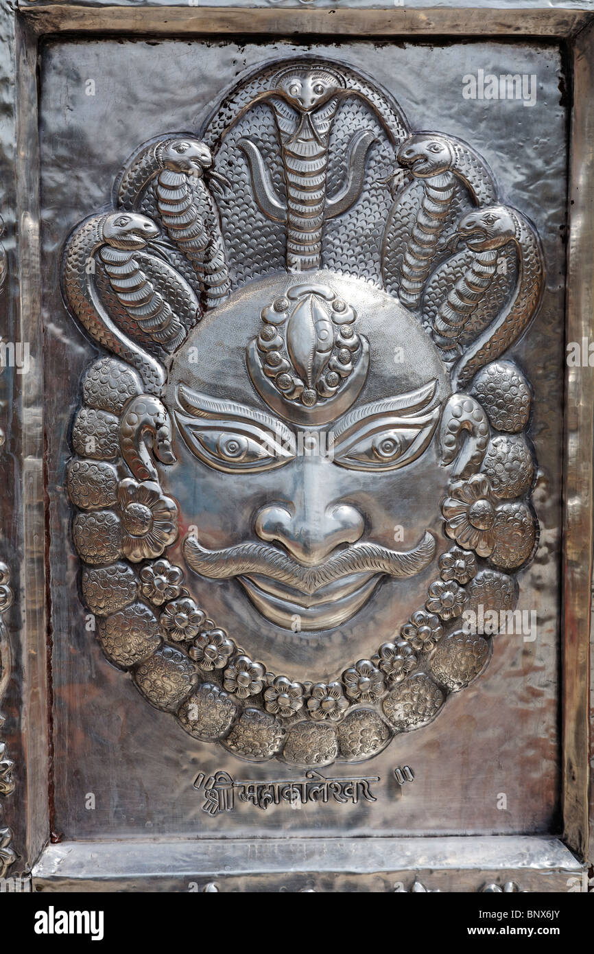 India - Punjab - Amritsar - Sri Durgiana temple - ornate silver doors Stock Photo