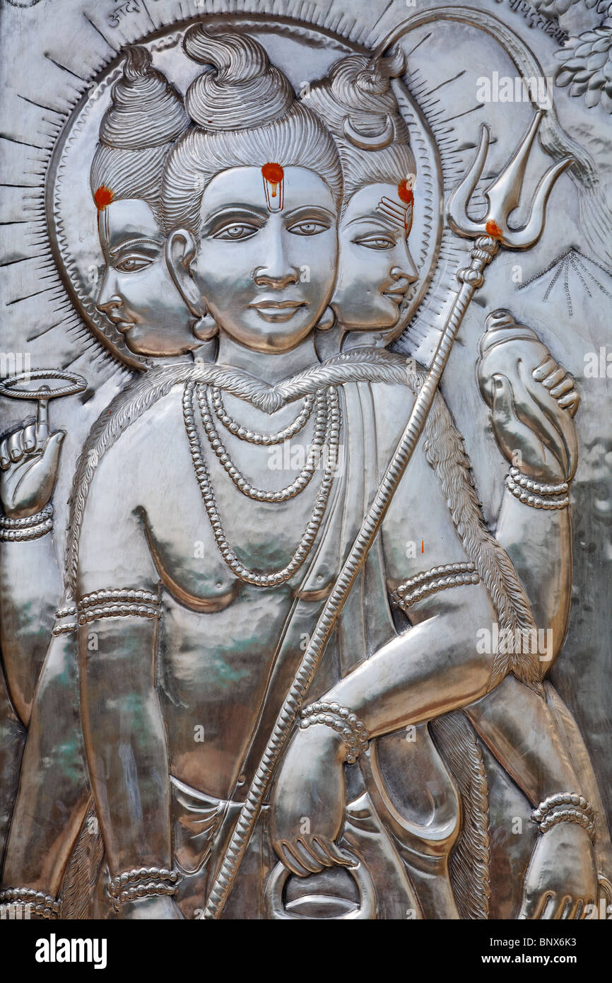 India - Punjab - Amritsar - Sri Durgiana temple - ornate silver doors Stock Photo