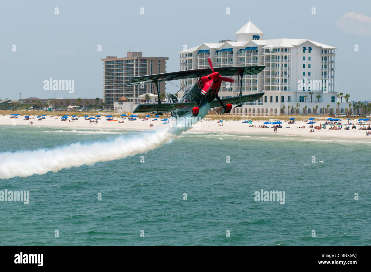 Skip Stewart flying Prometheus, Blue Angels Pensacola Beach Airshow 2010, Pensacola Beach, Florida. Stock Photo