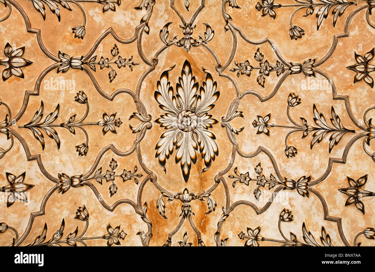 Pakistan Punjab Lahore Ceiling decoration at the Badshahi mosque