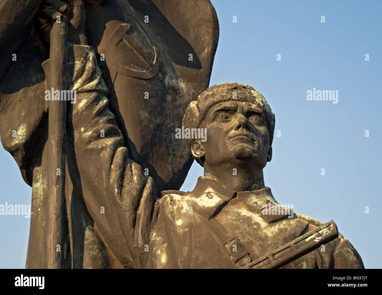 Sad Tank Close-up of Soviet Soldier, Liberation Monument, Statue (Memento) Park ...