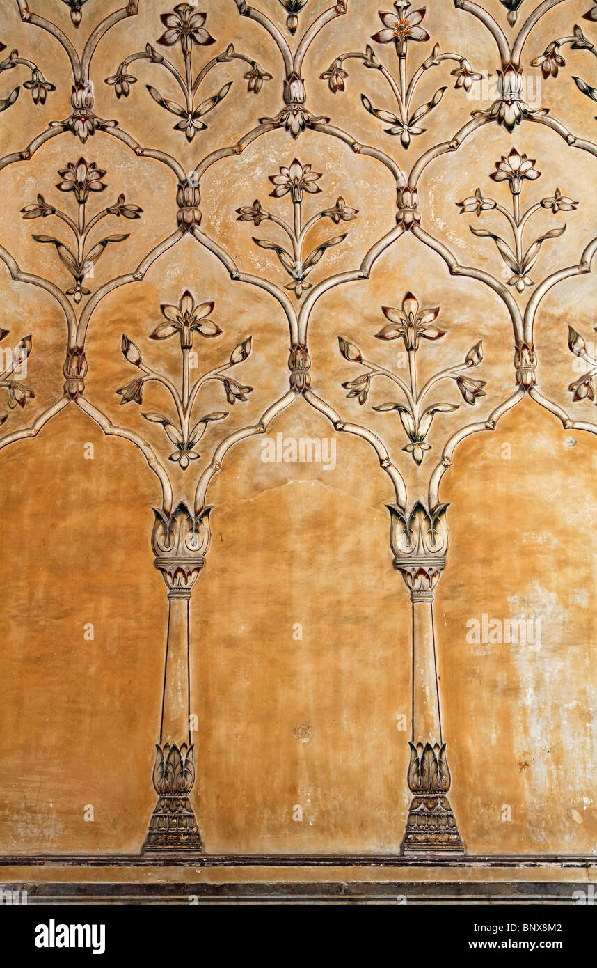 Pakistan Punjab Lahore Wall decoration at the Badshahi mosque