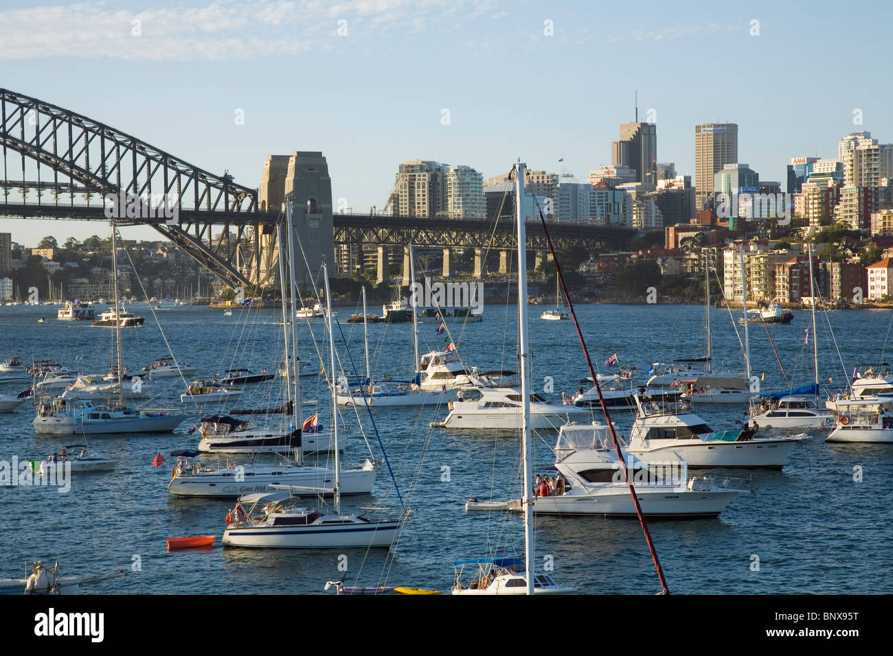 Boats fill Farm Cove for New Year's Eve celebrations on Sydney harbour. Sydney, New South Wales, AUSTRALIA Stock Photo