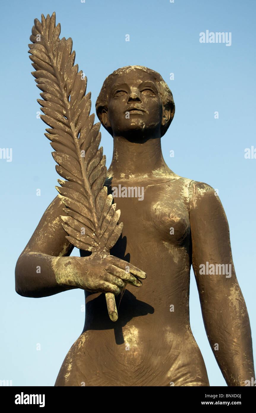 Woman Figure of Soviet Heroic Memorial, Statue (Memento) Park (Szoborpark) in Budapest, Hungary Stock Photo