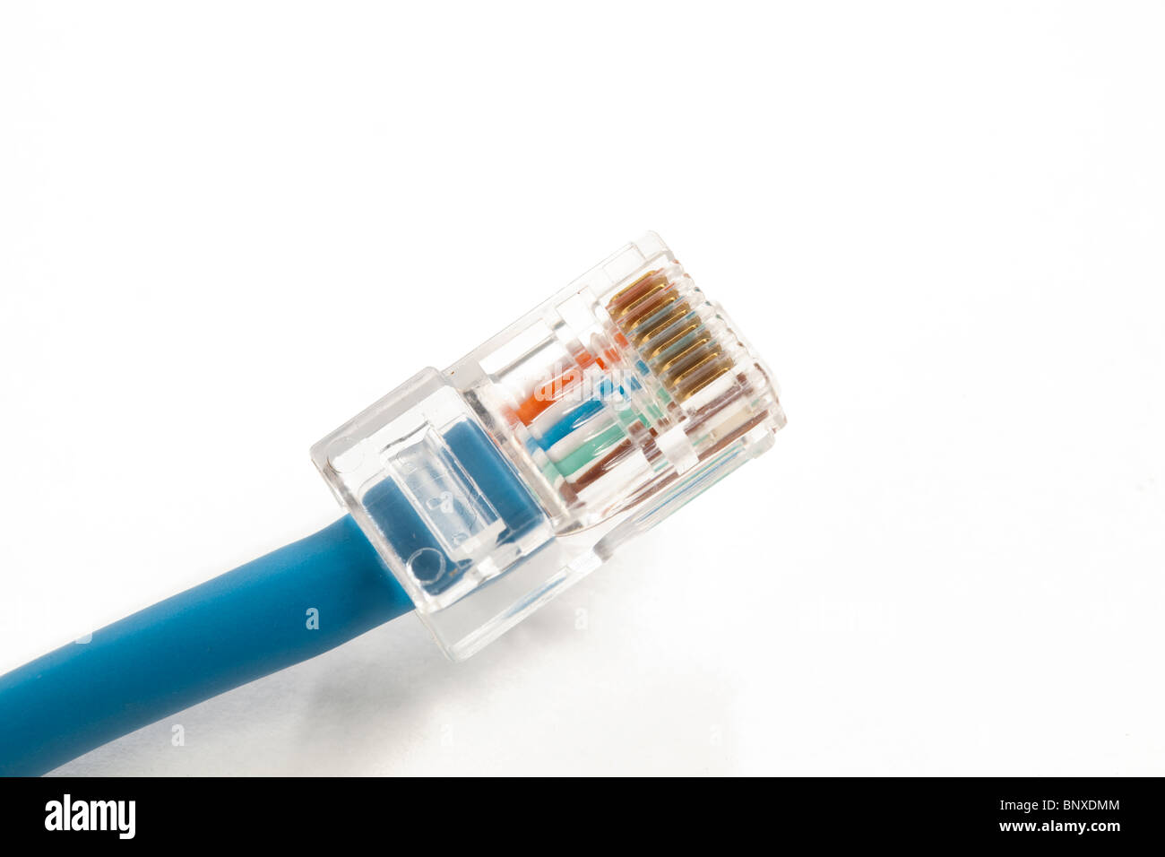 Blue Network Cable on White Isolated Background Stock Photo - Alamy