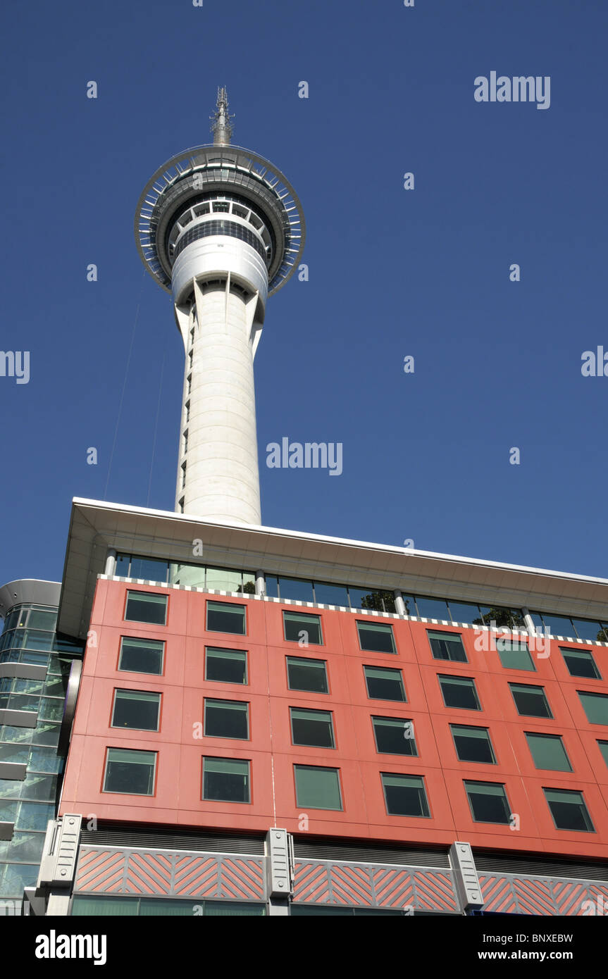 Skytower In Auckland New Zealand Stock Photo