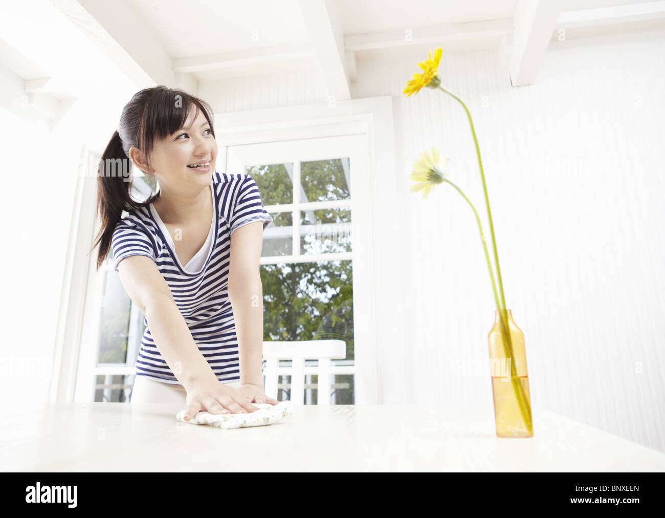 https://c8.alamy.com/comp/BNXEEN/young-woman-wiping-the-table-BNXEEN.jpg