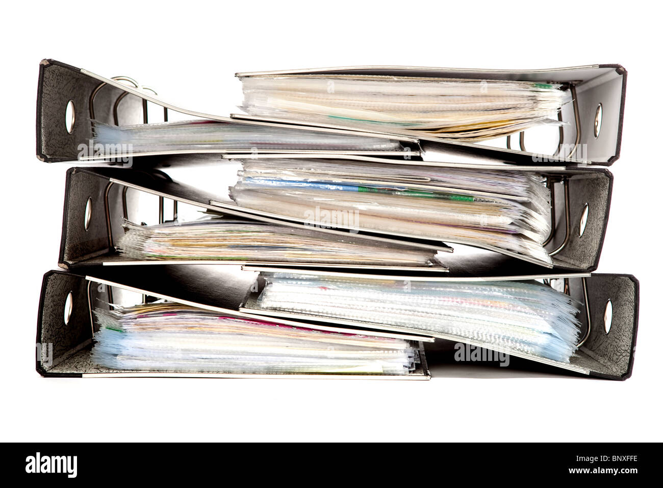 Files in a Pile on a White Isolated Background Stock Photo