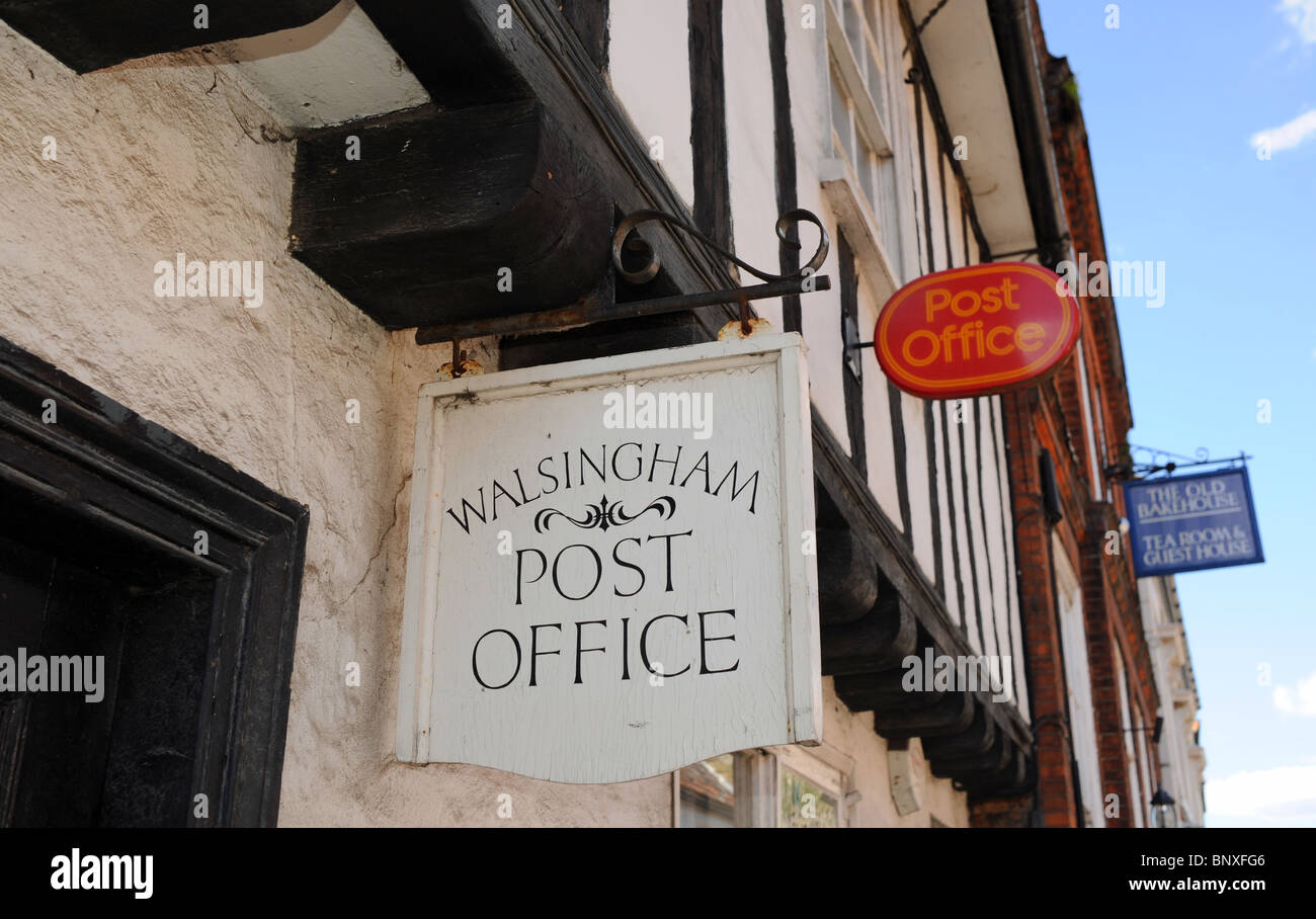 The old post office in village of Walsingham in North Norfolk UK which is famous for its churches and religious shrines Stock Photo