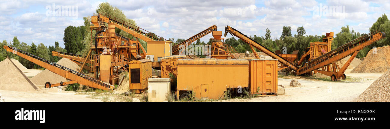 panoramic photograph of a sand and gravel pit Stock Photo