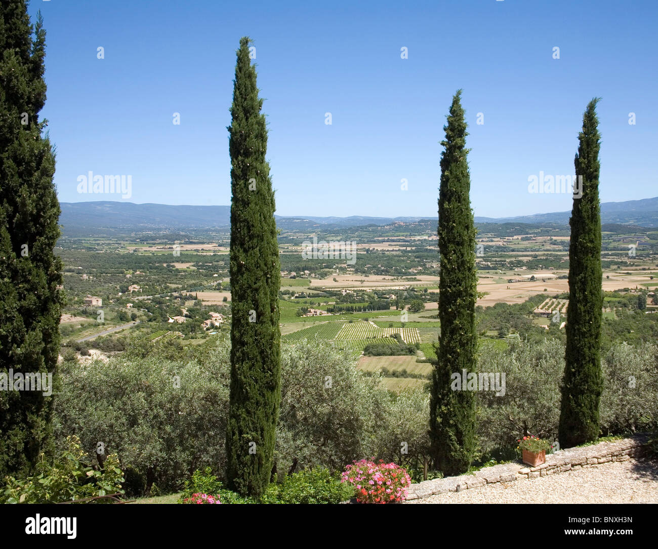 View from Village of Gordes of the plains of Provence in France Stock Photo
