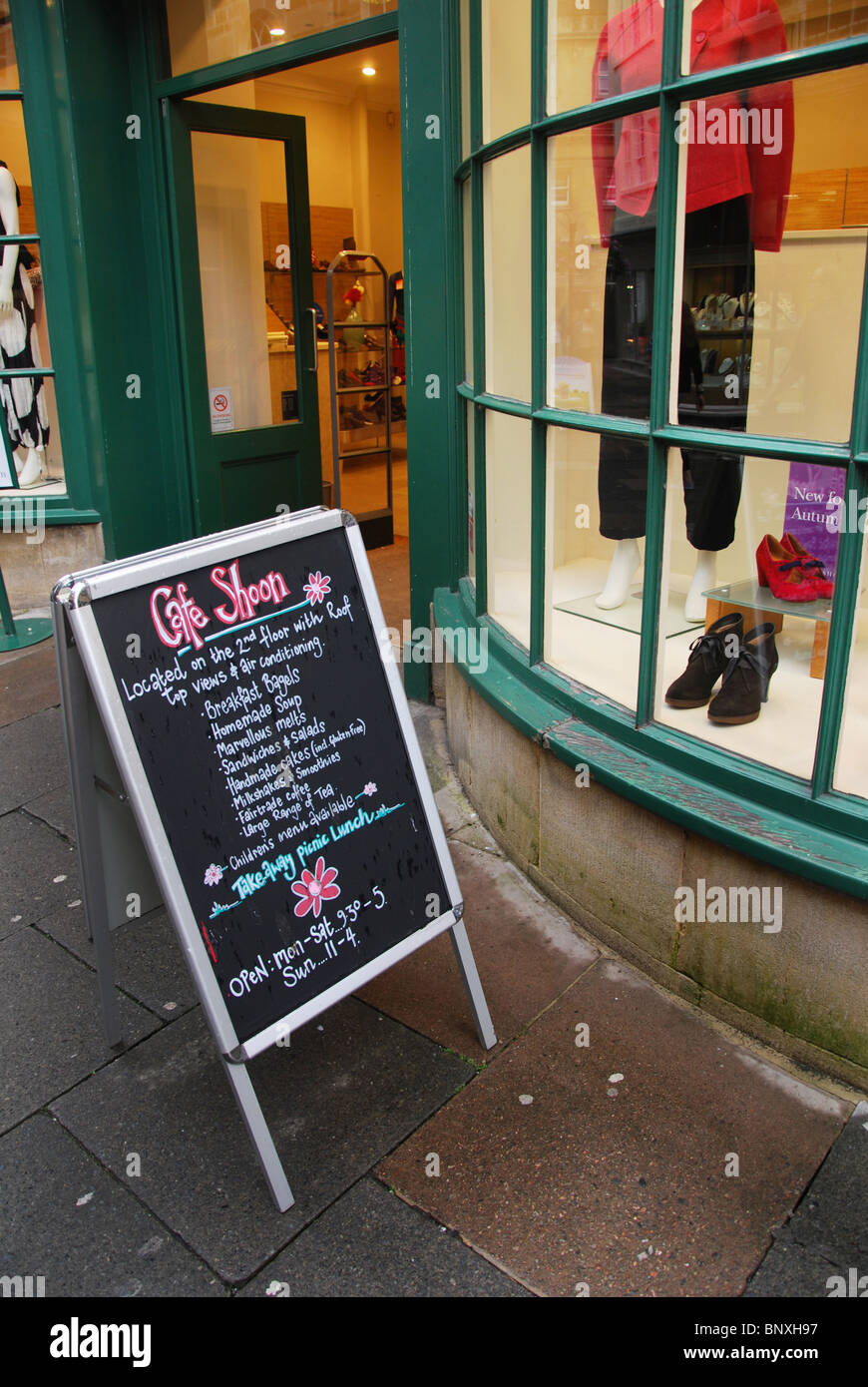 sign advertising Cafe Shoon, Bath Somerset UK Stock Photo