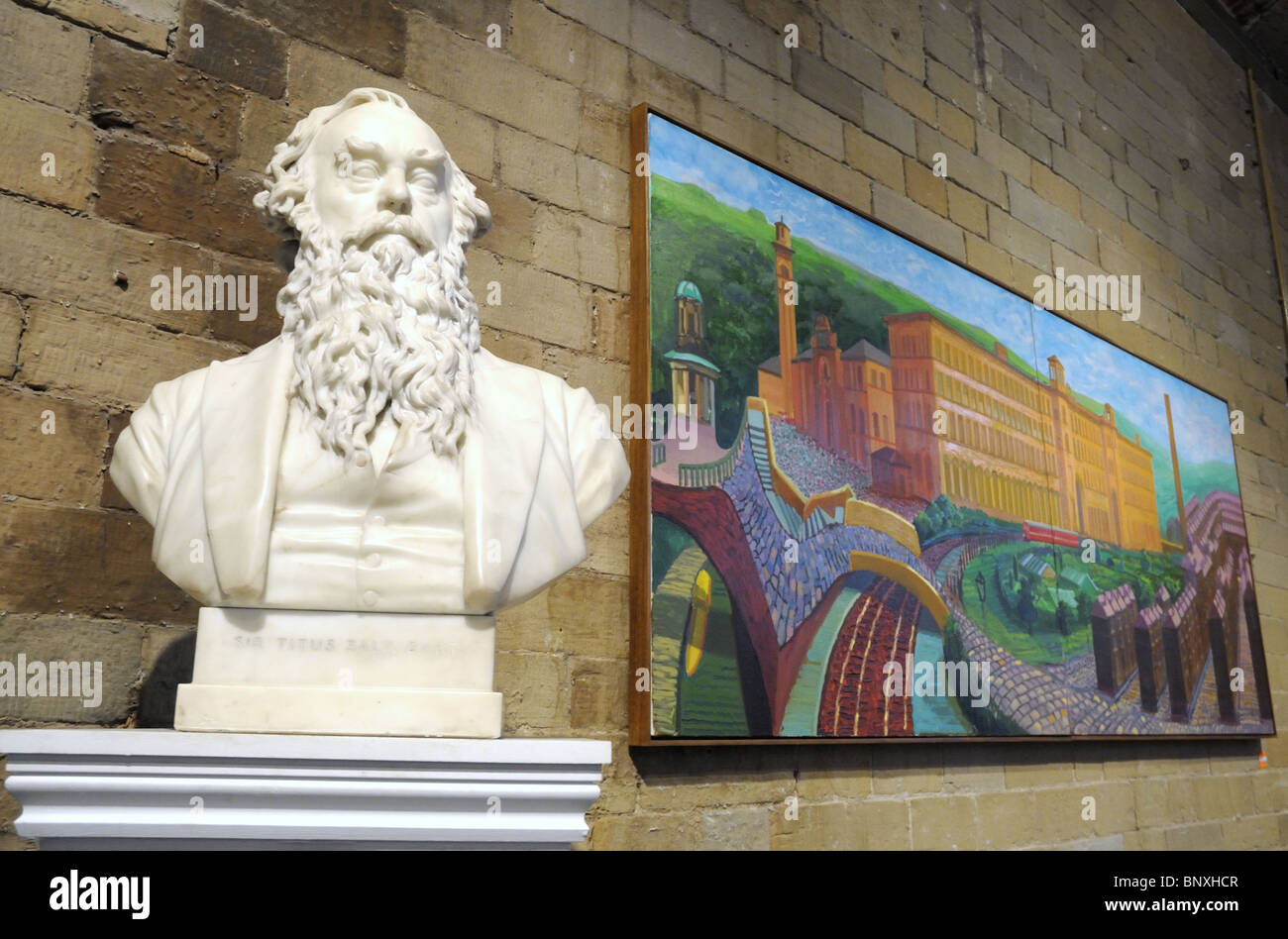 Marble Bust Of Sir Titus Salt In Salts Mill In Saltaire, Yorkshire Stock Photo