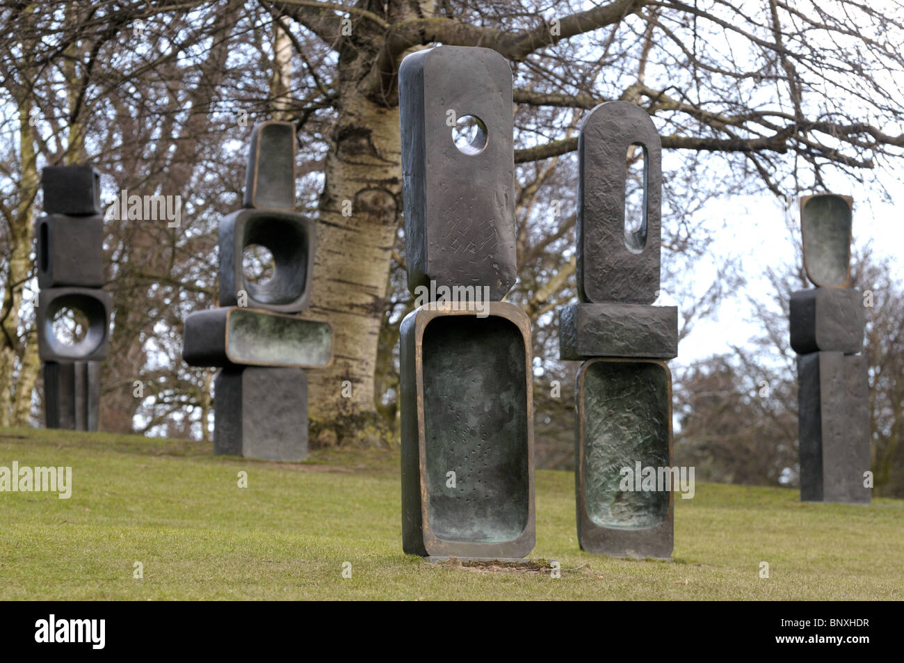 Family Of Man By Barbara Hepworth In The Yorkshire Sculpture Park At West Bretton, Wakefield, Yorkshire Stock Photo